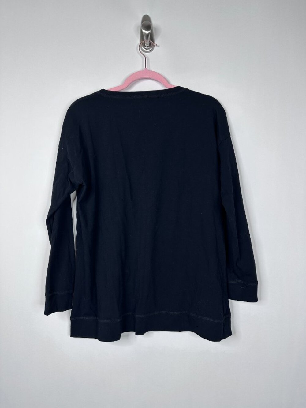 Eileen Fisher Organic Cotton Scoop Neck Long Sleeve Tee Black Small #A2046 - Picture 3 of 6